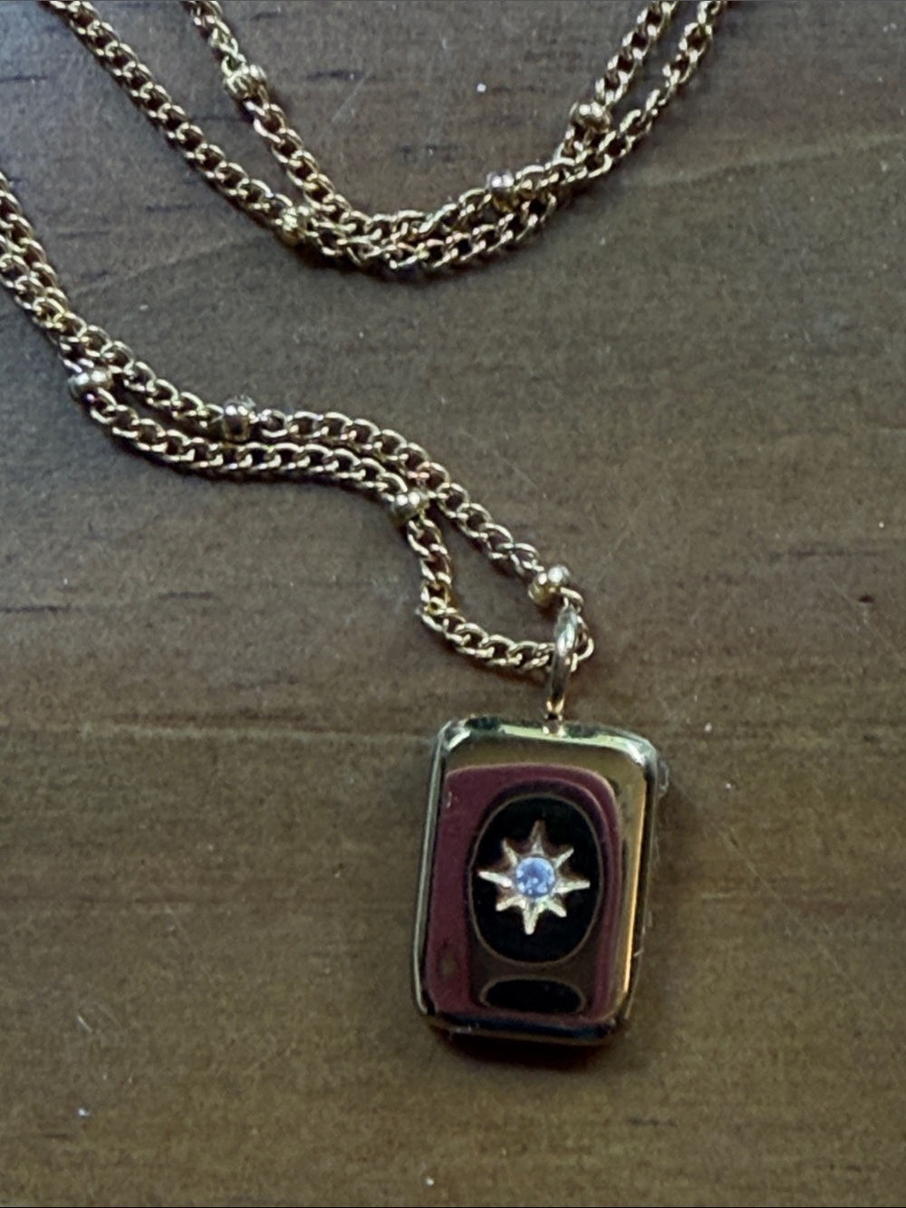 Gold plated stainless steel waterproof necklace.